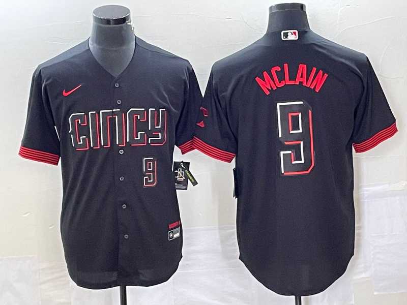 Mens Cincinnati Reds #9 Matt McLain Number Black 2023 City Connect Cool Base Jersey